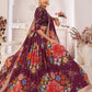 Floral Wine Georgette Lehenga Choli Set - Rajwada