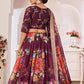 Floral Wine Georgette Lehenga Choli Set - Rajwada