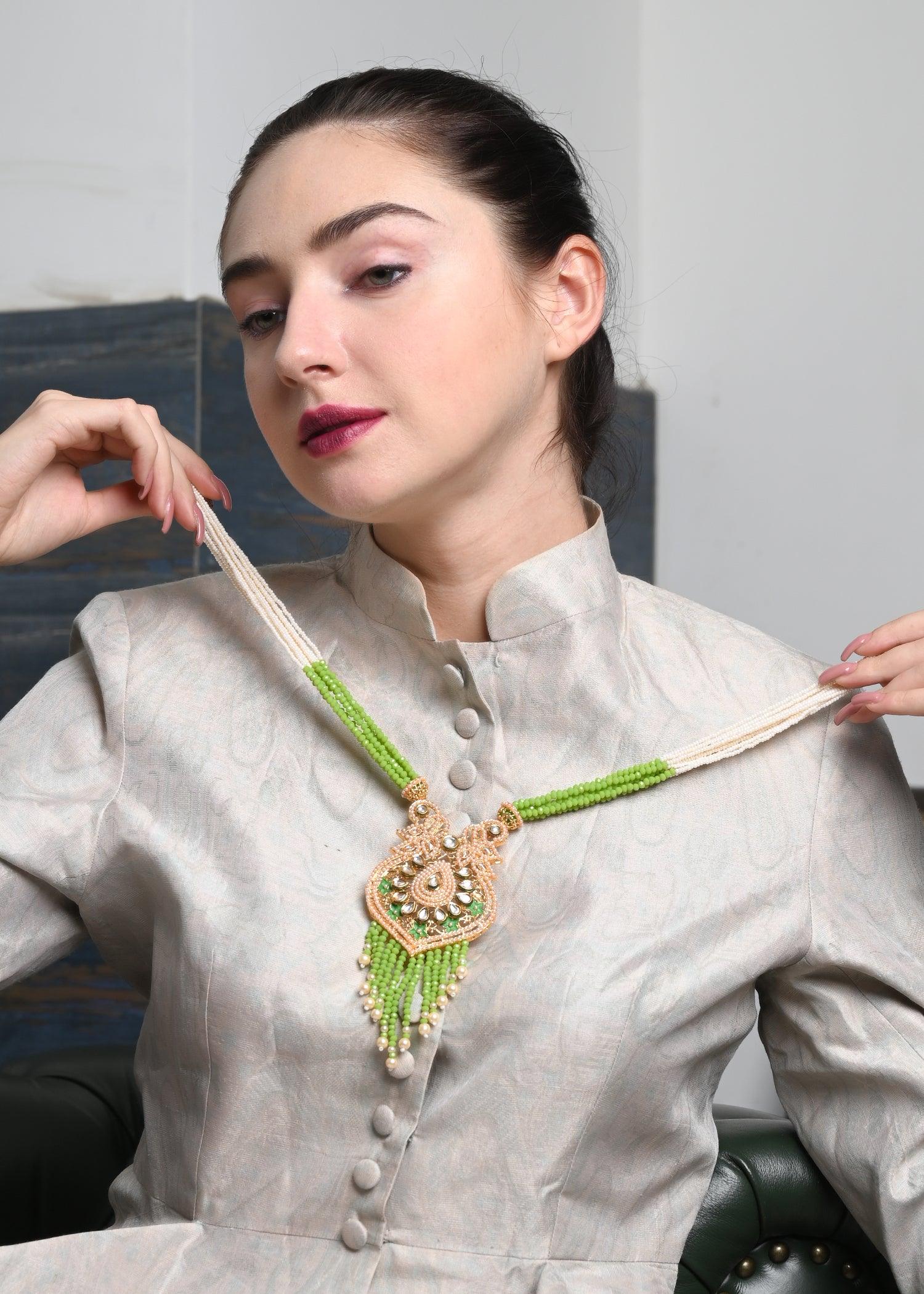 Fresh As Green Necklace Set - Rajwada