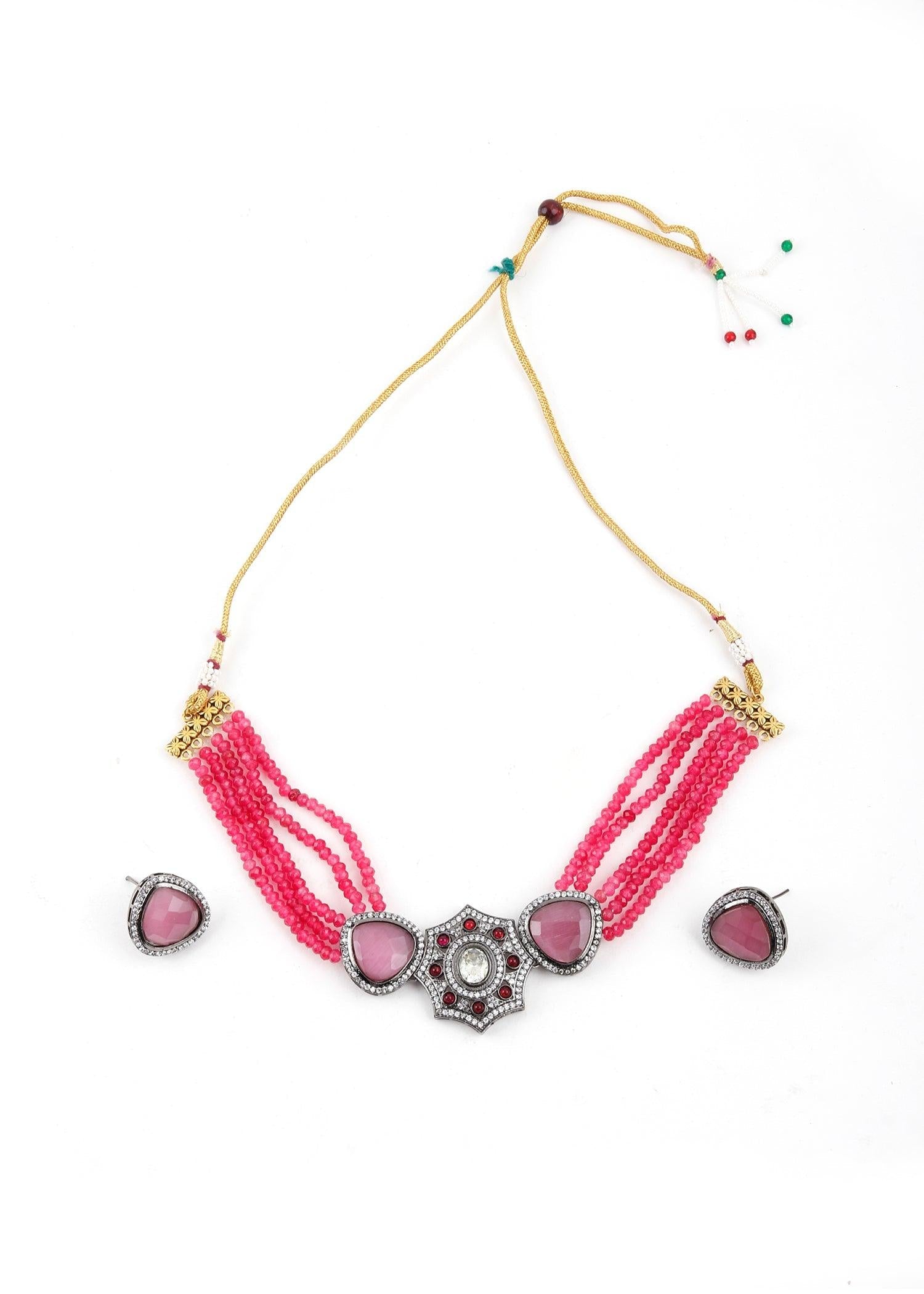 Fresh Pink Necklace Set - Rajwada