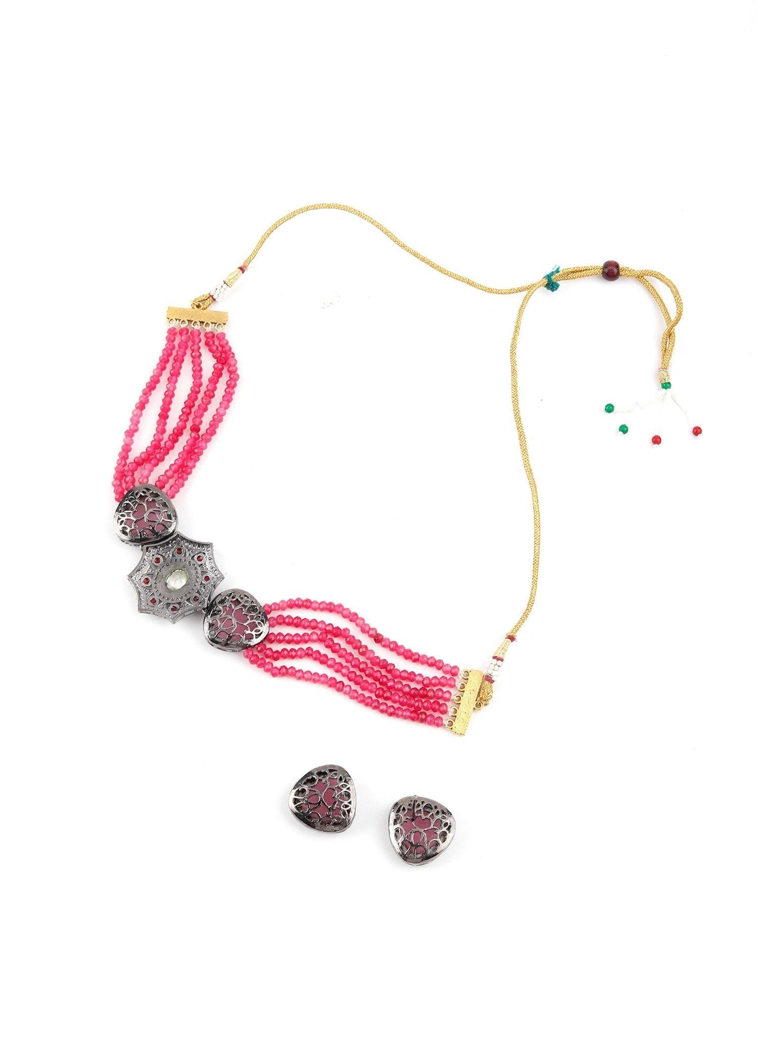 Fresh Pink Necklace Set - Rajwada