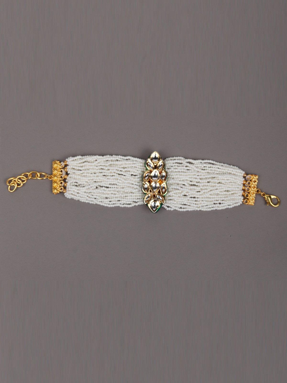 Fully Beaded bracelet With Kundan Work - Rajwada