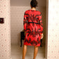 Fully Beaded 'V' Neck Sequence Dress- Red and Black - Rajwada