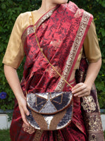 Fully Sequins Grey And Gold Beaded Flap Sling Bag. - Odette