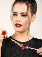 Fuscia pink acrylic stone necklace set - Rajwada