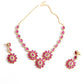 Fuscia pink acrylic stone necklace set - Rajwada