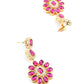 Fuscia pink acrylic stone necklace set - Rajwada