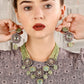 Geometric Mint Green Stone Floral Statement Necklace Set. - Rajwada