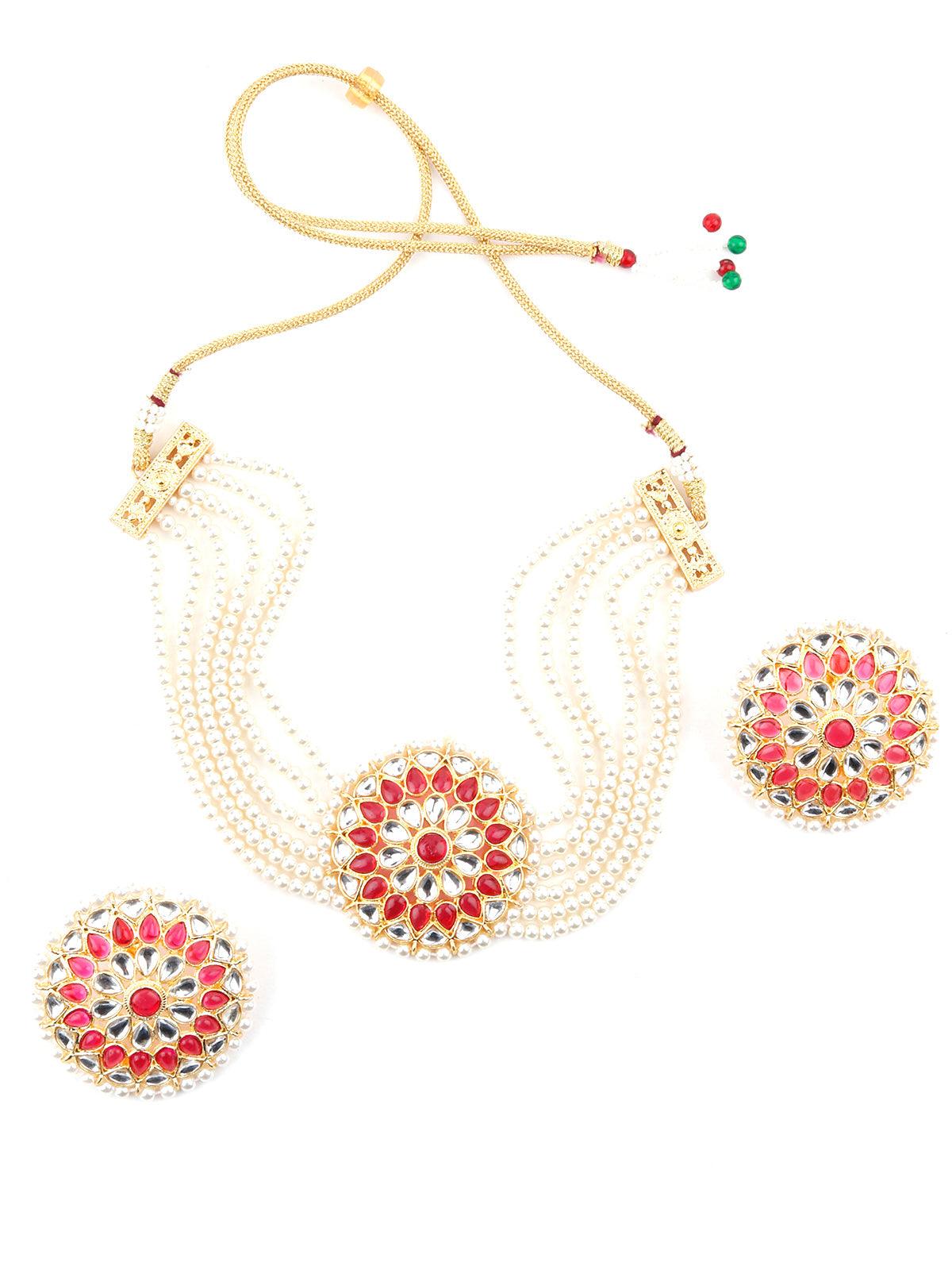 Glamorous White Pearl-kundan Choker Set! - Rajwada