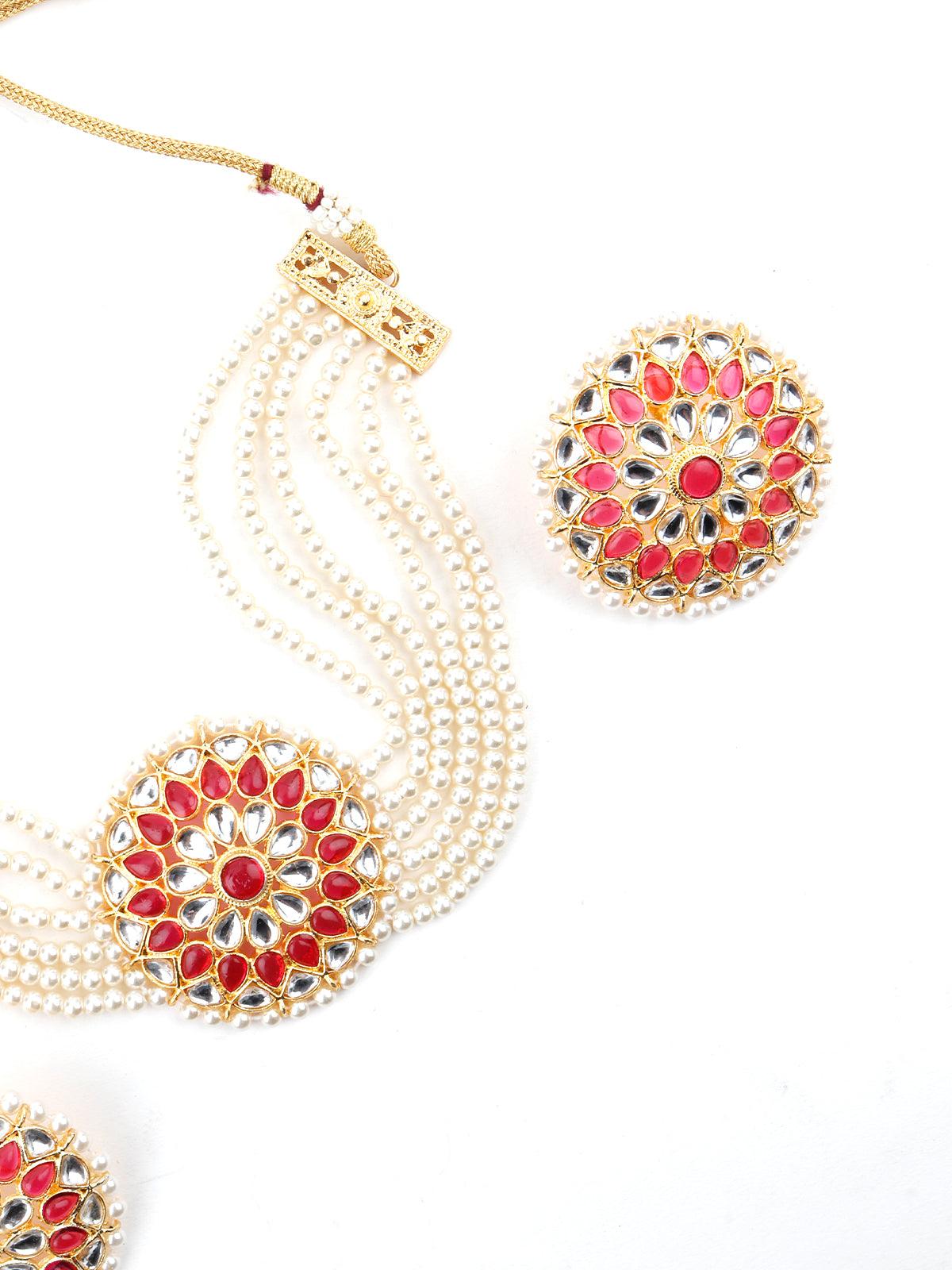 Glamorous White Pearl-kundan Choker Set! - Rajwada