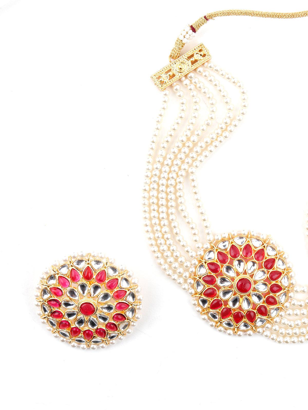 Glamorous White Pearl-kundan Choker Set! - Rajwada