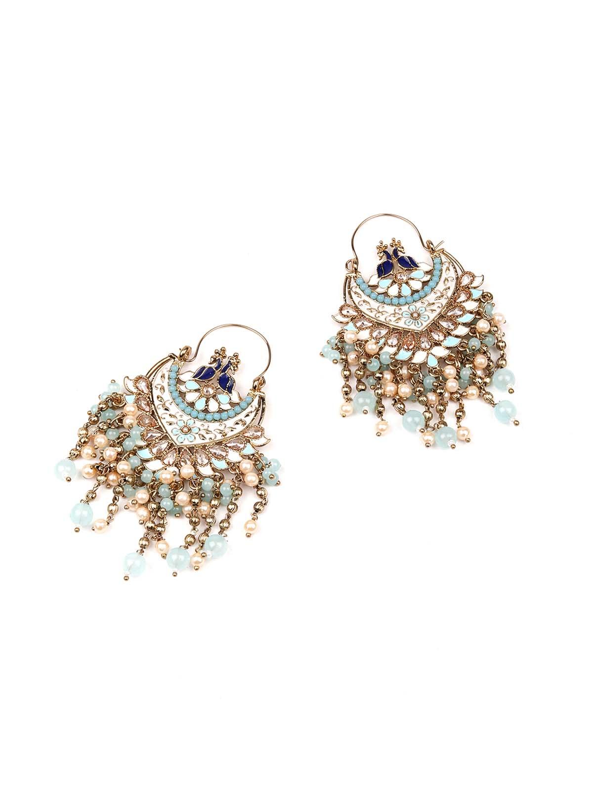 Gogeous statement green drop earrings - Rajwada