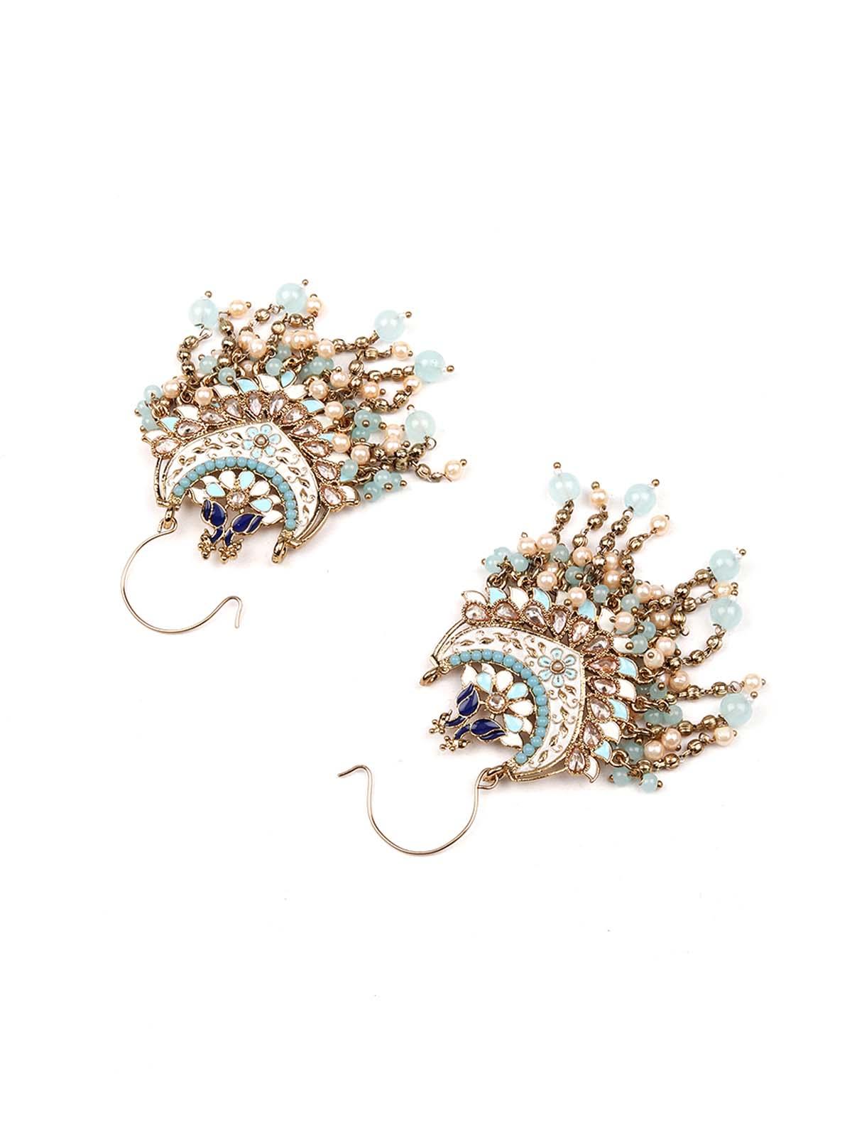 Gogeous statement green drop earrings - Rajwada
