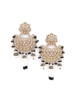 Gold and Black Rhinestone Dangle Earrings - Rajwada