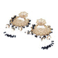 Gold and Black Rhinestone Dangle Earrings - Rajwada