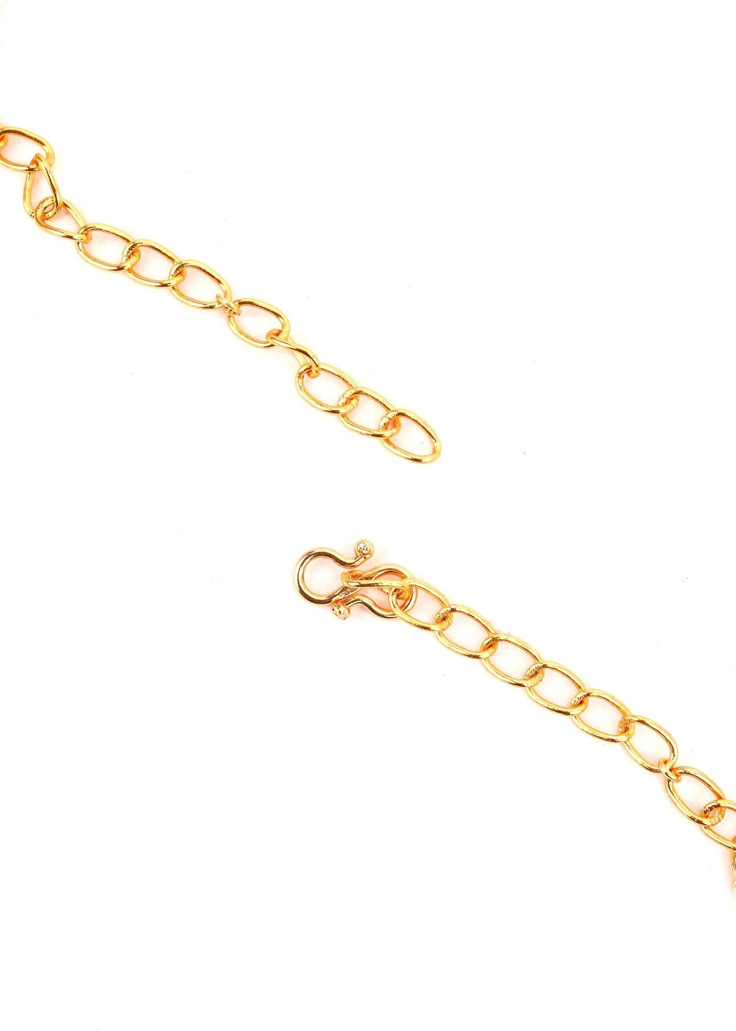 Gold and Pearl Coloured Rhinestone Necklace - Rajwada