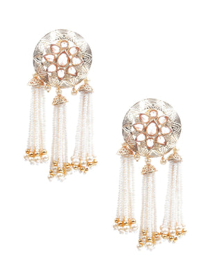 GOLD AND WHITE DANGLER EARRINGS - Rajwada