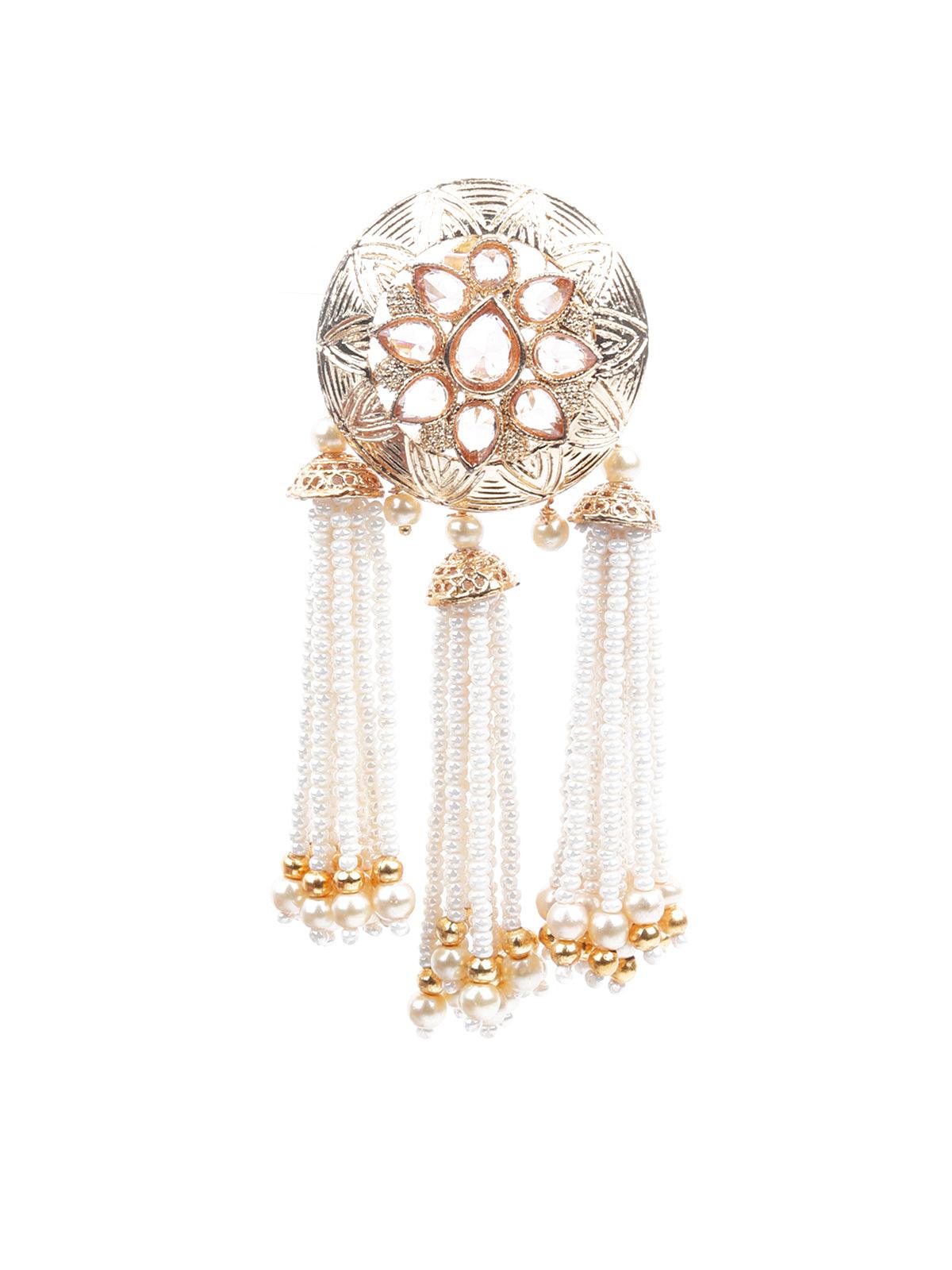 GOLD AND WHITE DANGLER EARRINGS - Rajwada
