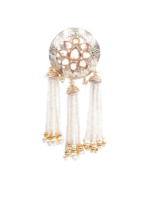 GOLD AND WHITE DANGLER EARRINGS - Rajwada