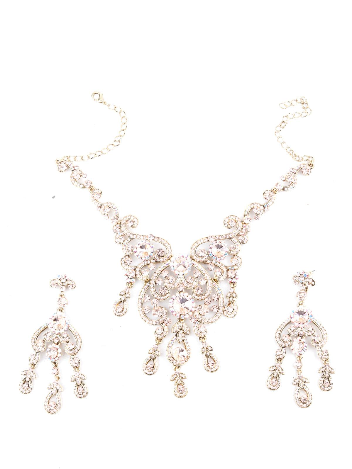 Gold Crystal Necklace Set - Rajwada