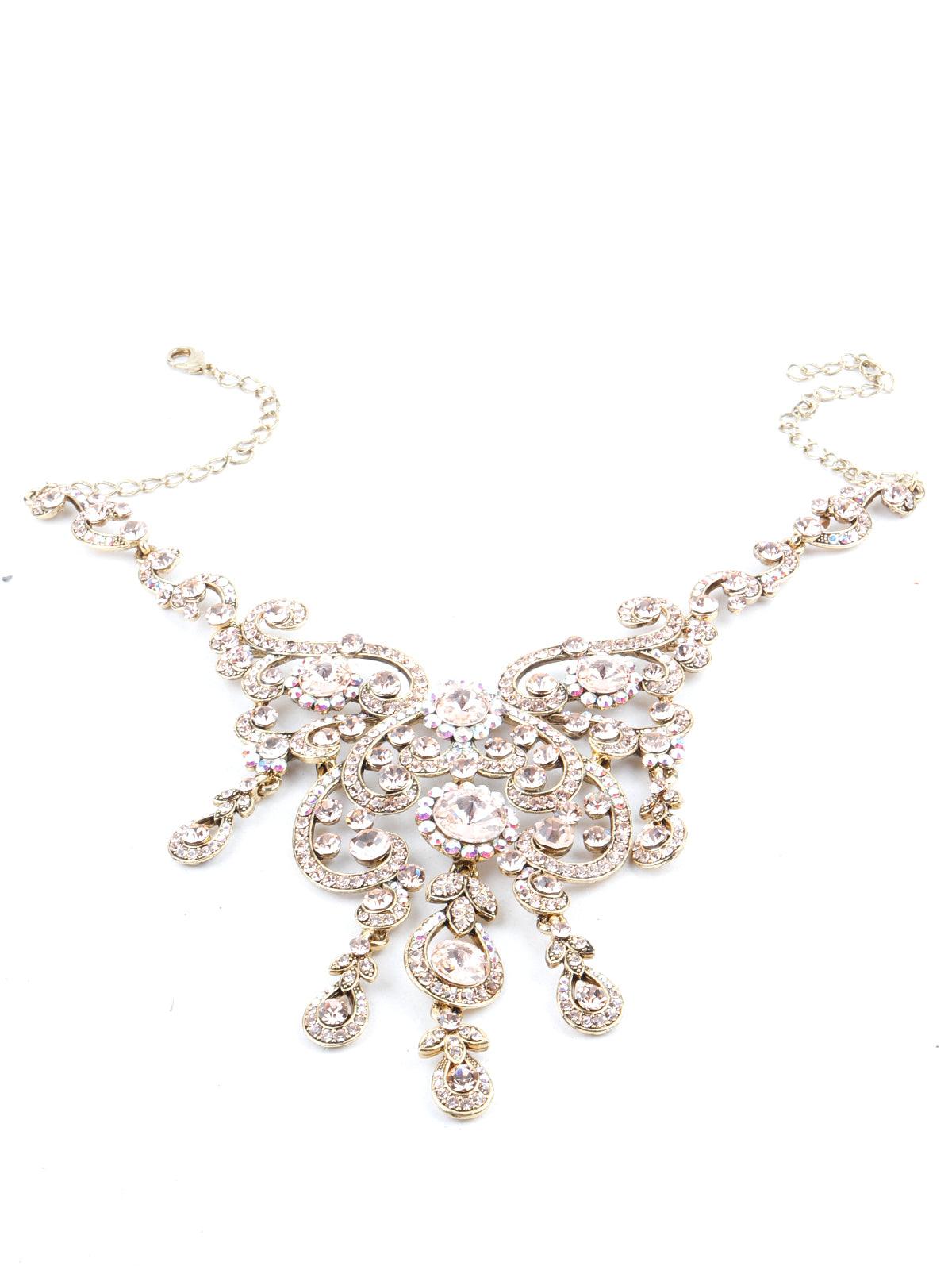 Gold Crystal Necklace Set - Rajwada