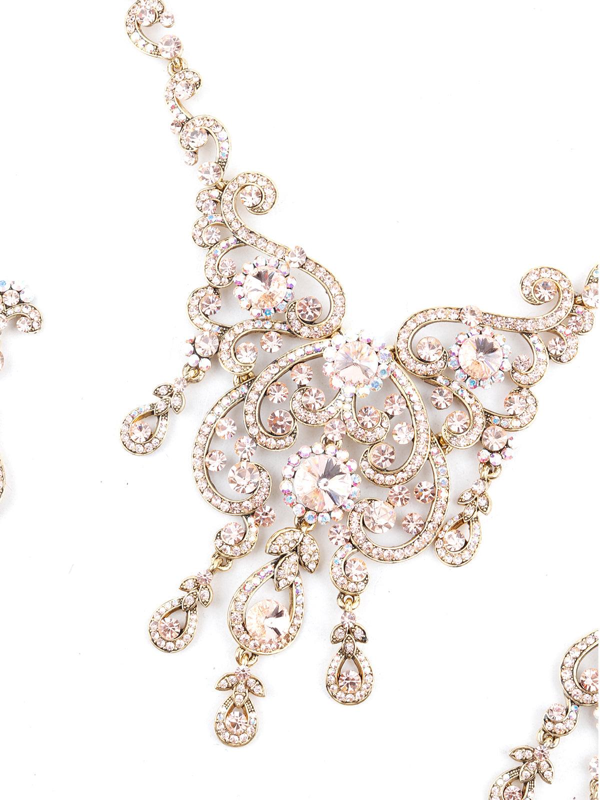 Gold Crystal Necklace Set - Rajwada