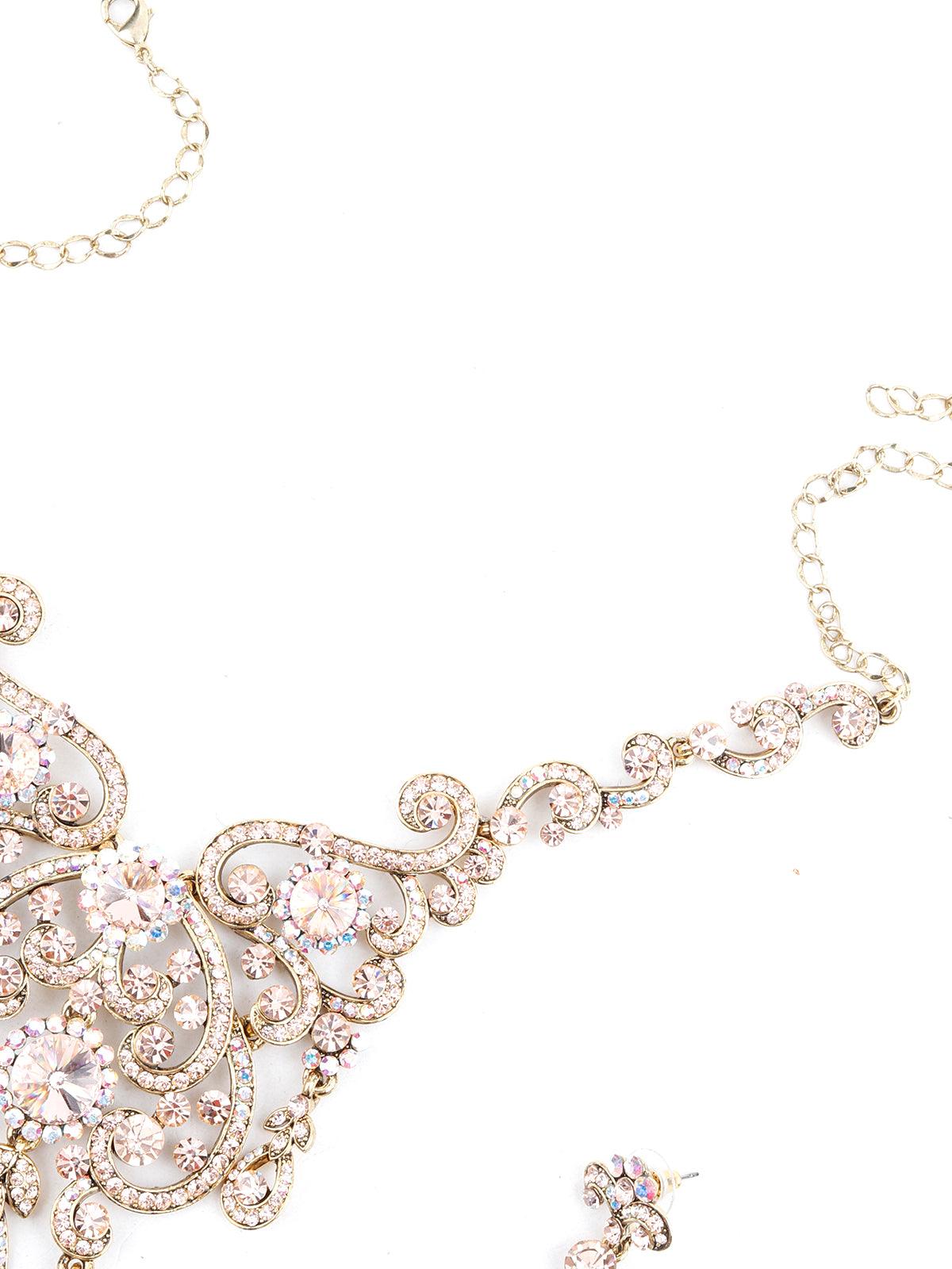 Gold Crystal Necklace Set - Rajwada