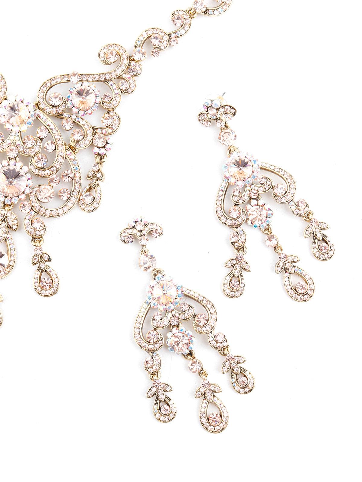 Gold Crystal Necklace Set - Rajwada