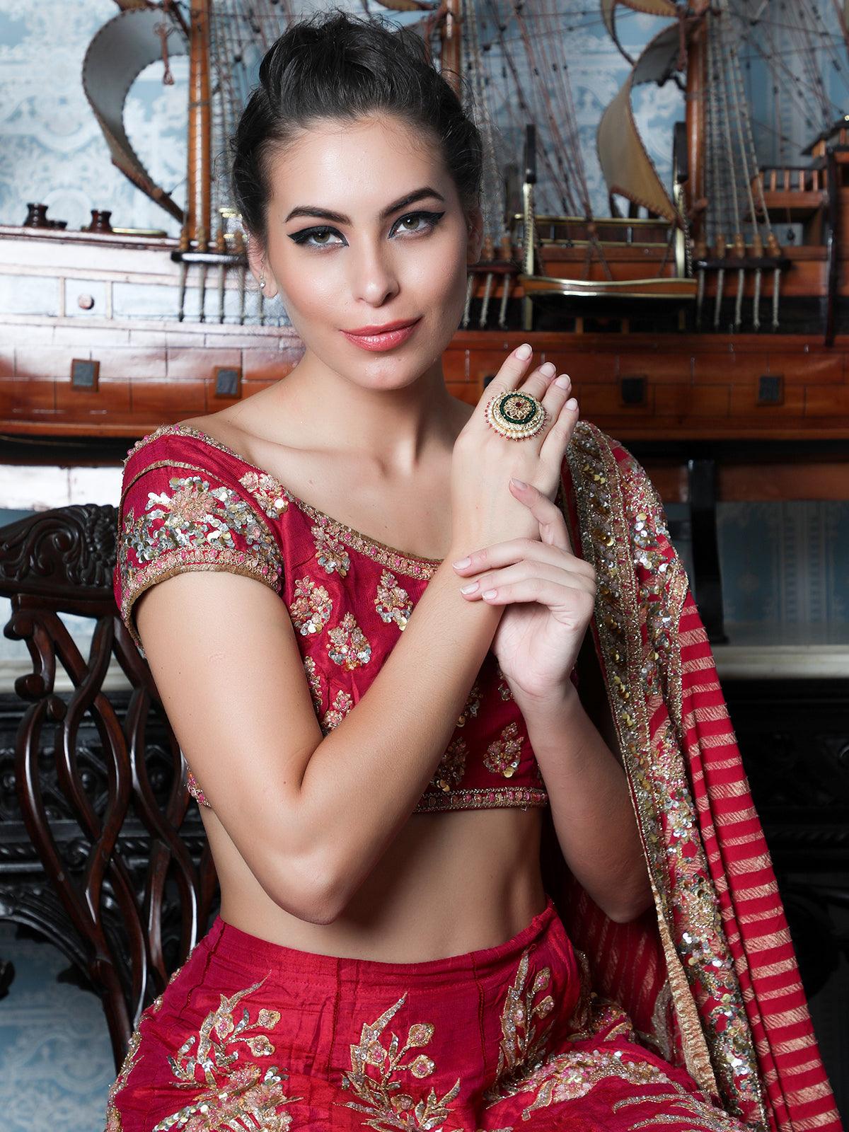 GOLD  EMBELLISHED RING - Rajwada