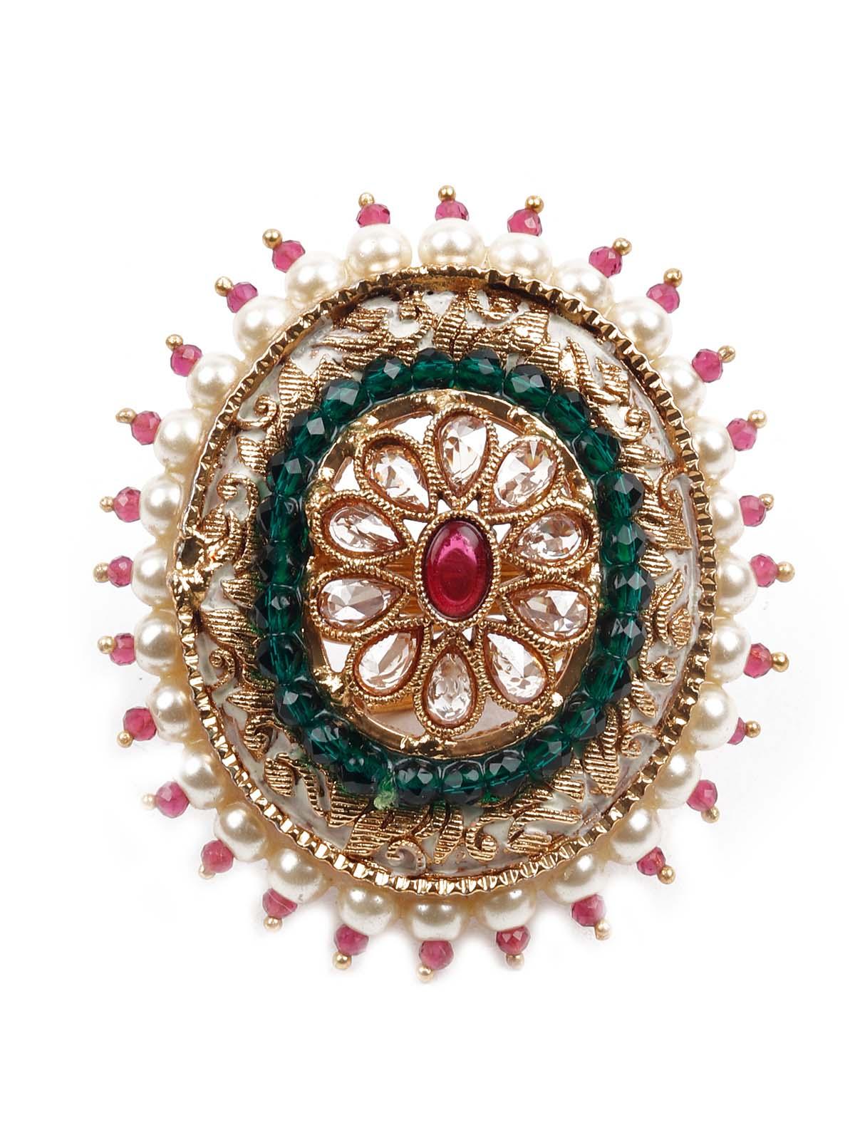 GOLD  EMBELLISHED RING - Rajwada
