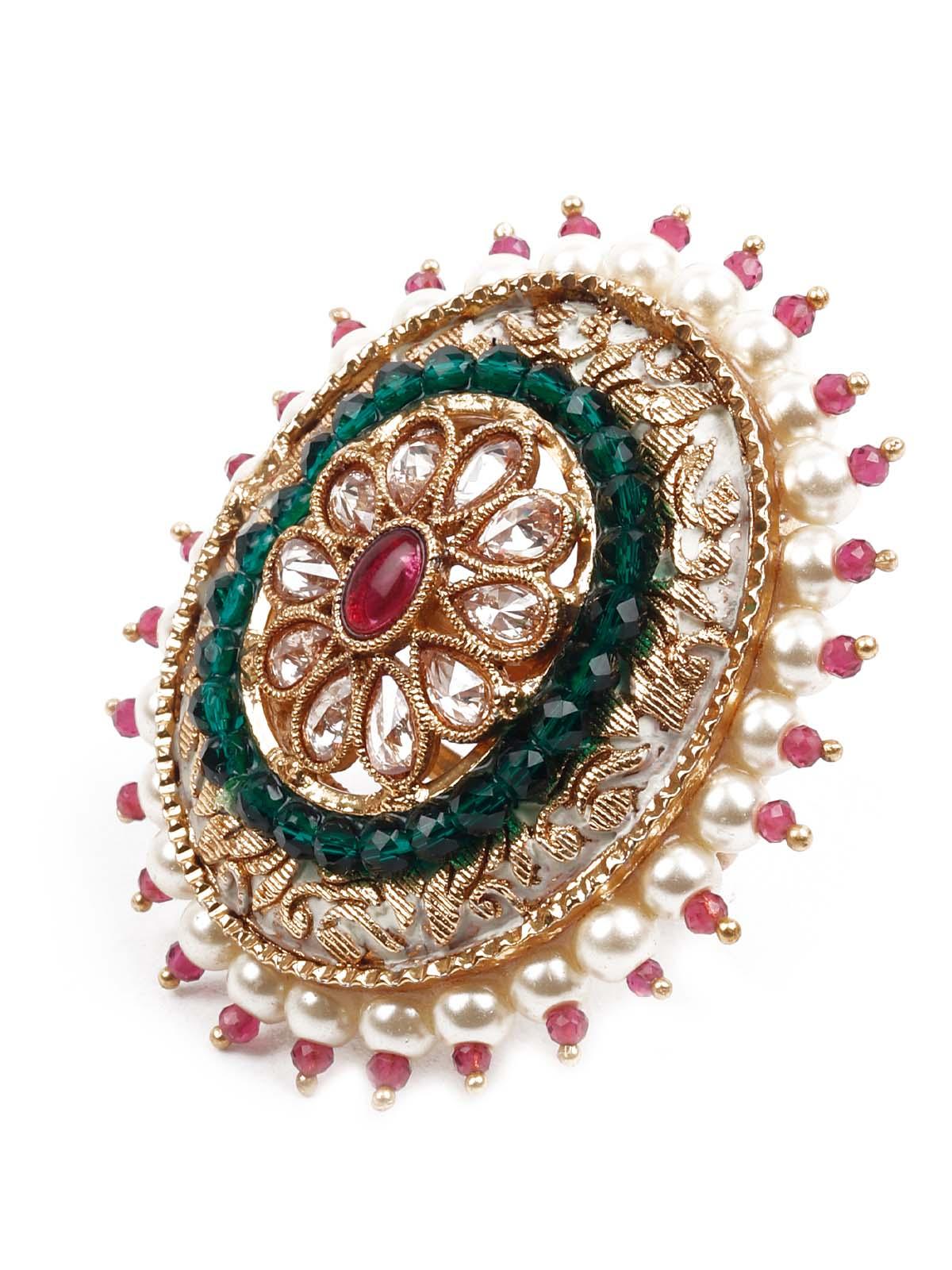 GOLD  EMBELLISHED RING - Rajwada