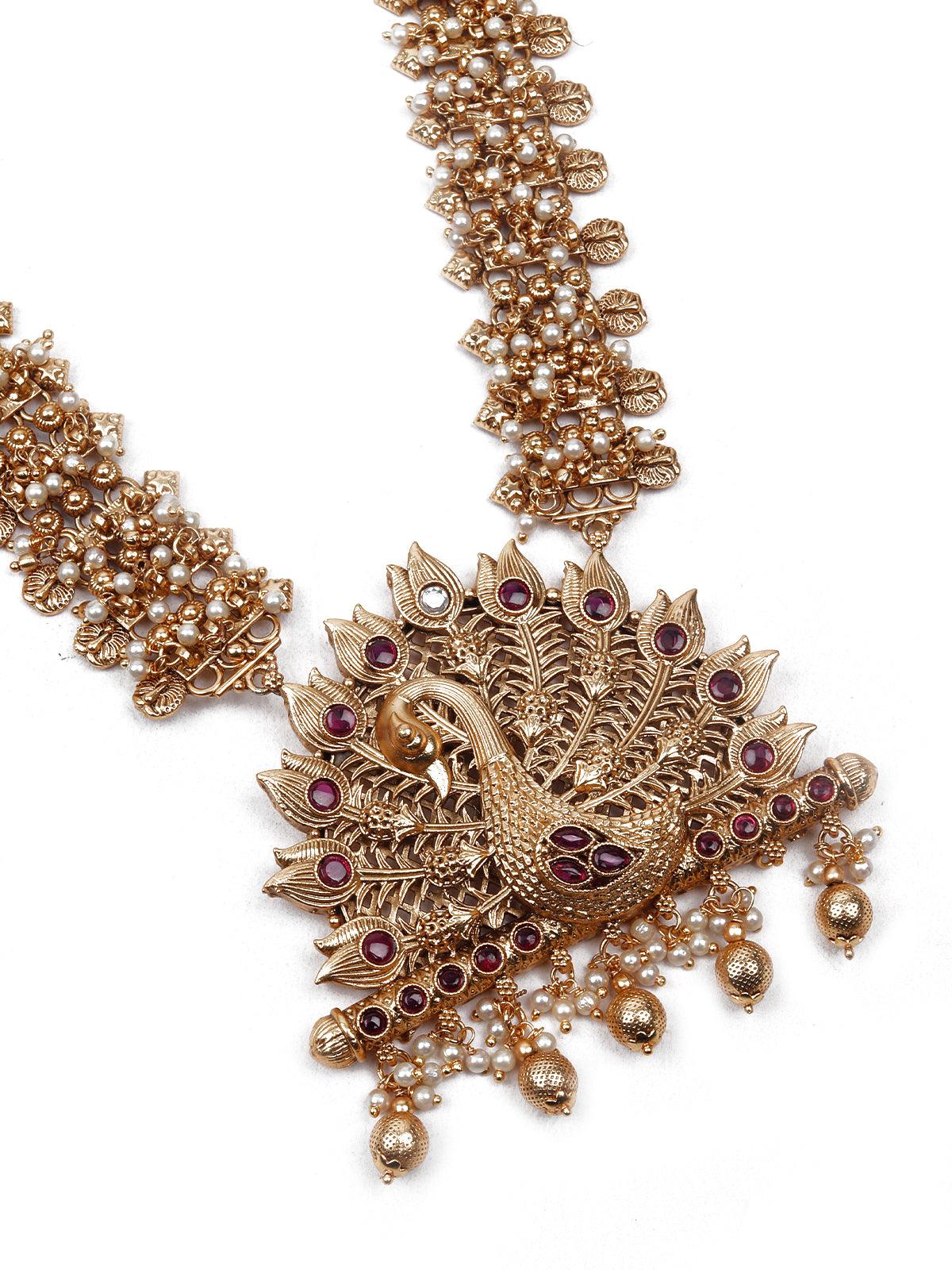 Gold Ethnic Necklace - Rajwada