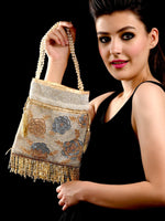 Gold Fringe Tasseled Potli - Rajwada