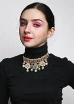Gold Green Traditional Choker Set - Rajwada