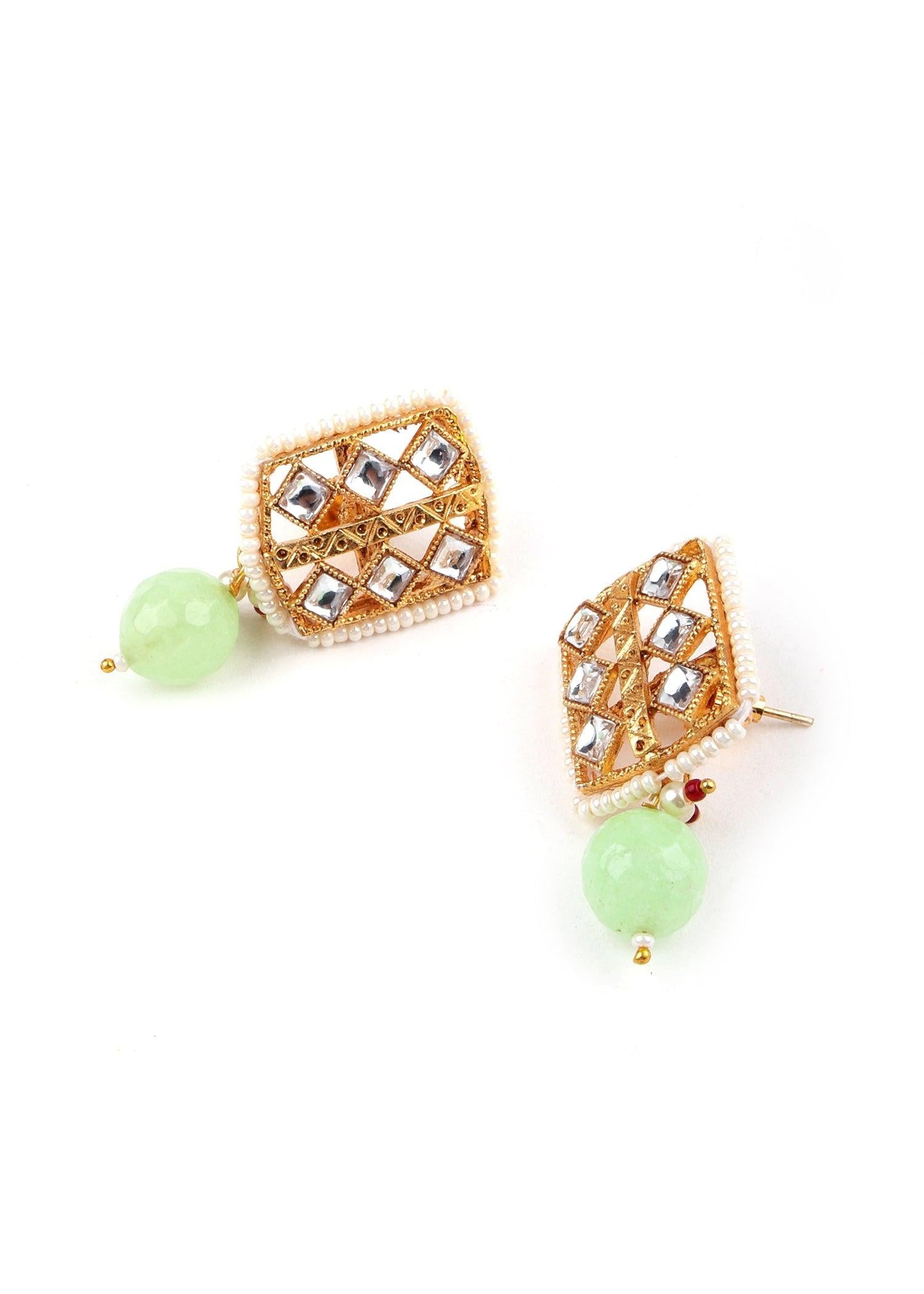 Gold Green Traditional Choker Set - Rajwada