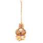 Gold semiprecious kundan & pearl necklace with earrings & maang teeka - Rajwada