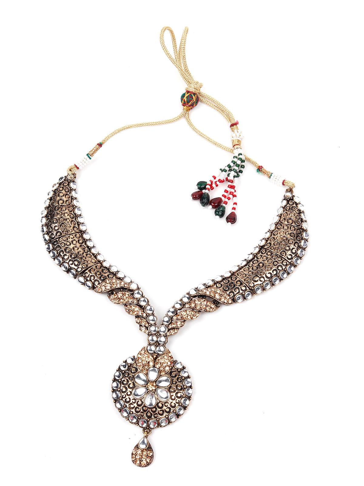 GOLD STONES AND KUNDAN SET - Rajwada