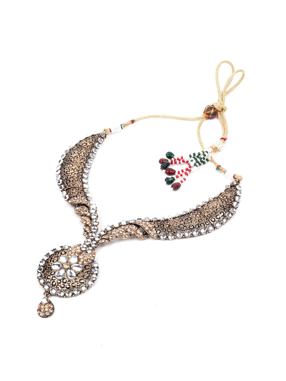 GOLD STONES AND KUNDAN SET - Rajwada