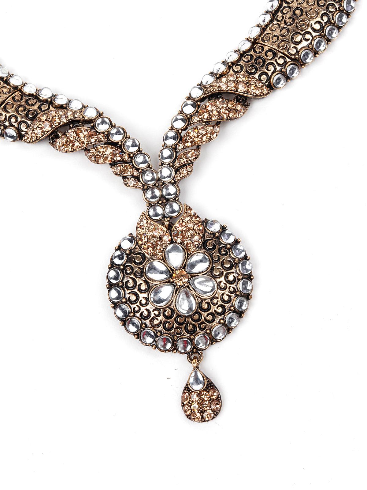 GOLD STONES AND KUNDAN SET - Rajwada