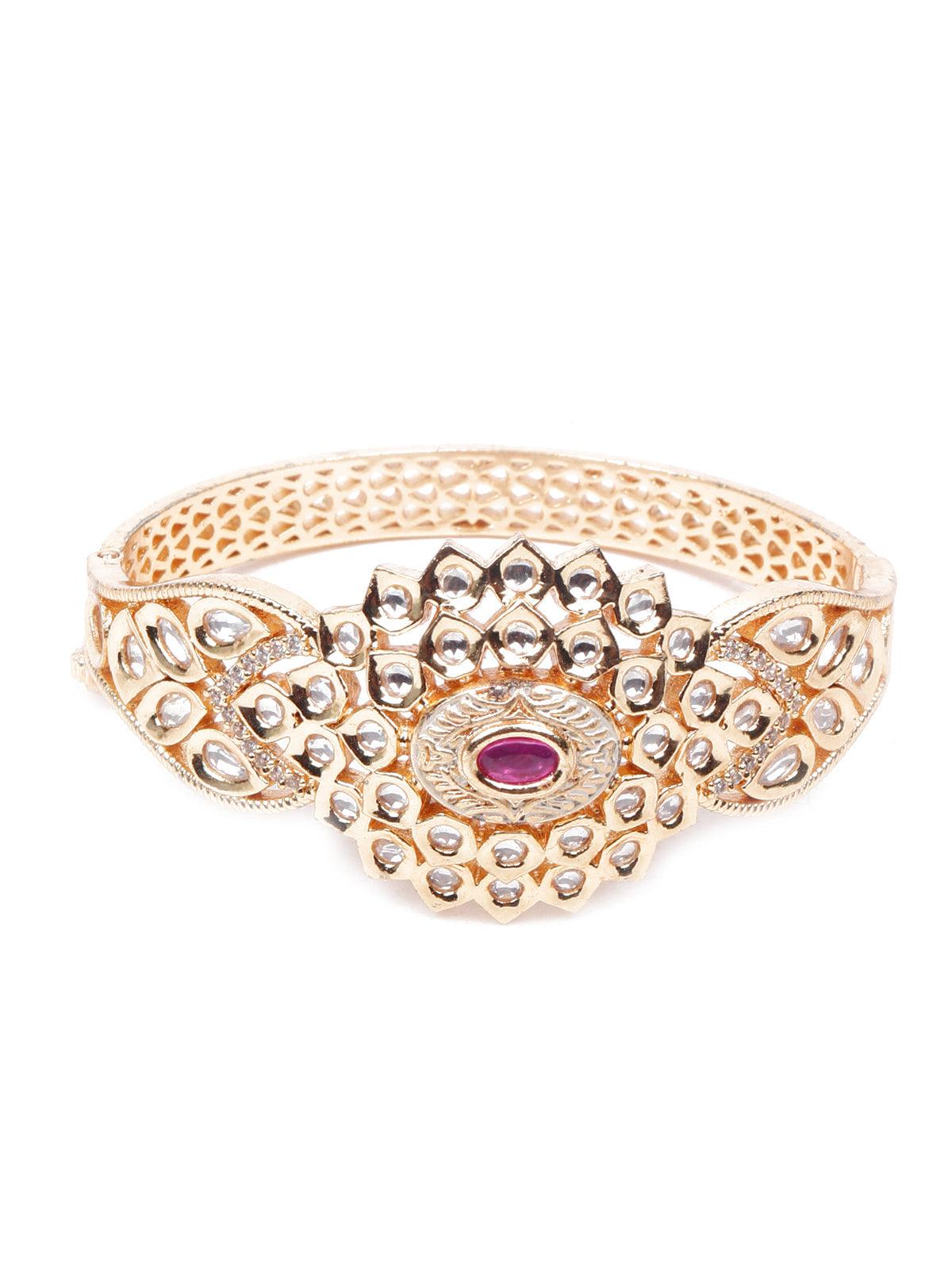 Gold studded bracelet for women - Rajwada