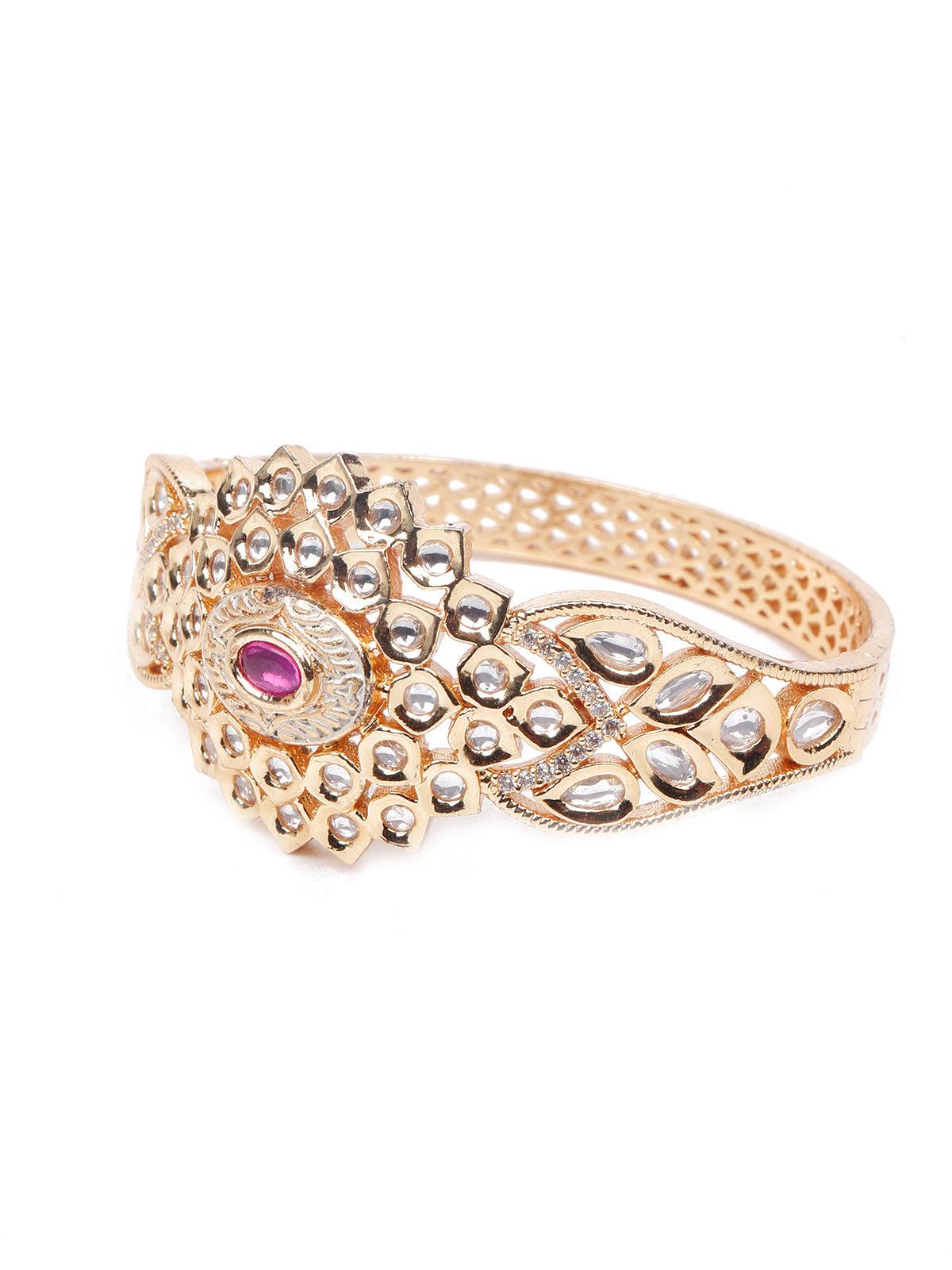 Gold studded bracelet for women - Rajwada