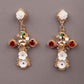 Gold-Tone Crystal Embellished Drop Earrings - Rajwada