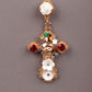 Gold-Tone Crystal Embellished Drop Earrings - Rajwada