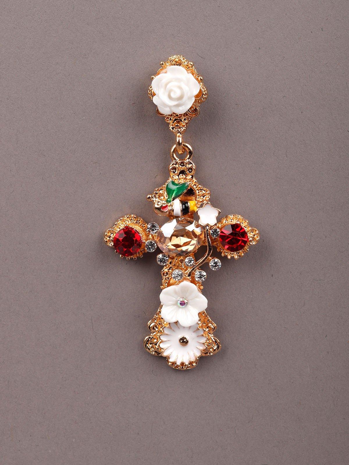 Gold-Tone Crystal Embellished Drop Earrings - Rajwada