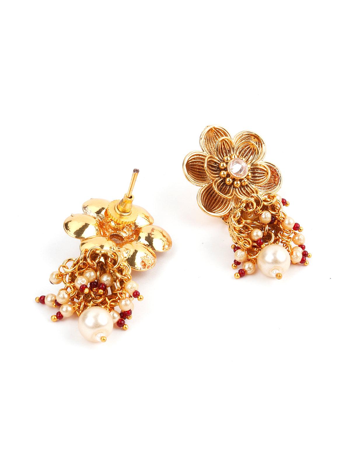 Gold Tone Floral Choker Set - Rajwada