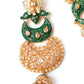 Gold Tone Green-Enamelled Dangle Earrings - Rajwada
