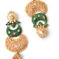 Gold Tone Green-Enamelled Dangle Earrings - Rajwada