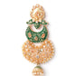 Gold Tone Green-Enamelled Dangle Earrings - Rajwada