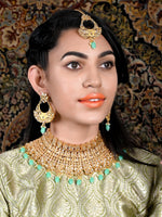 Gold Tone Green Mani Choker Set! - Rajwada