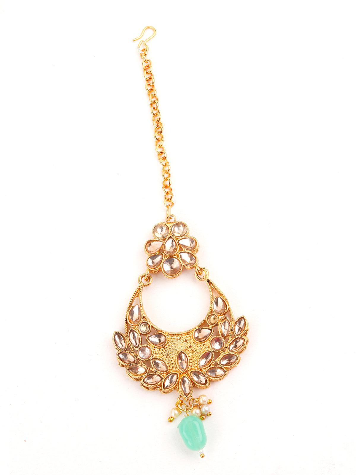 Gold Tone Green Mani Choker Set! - Rajwada
